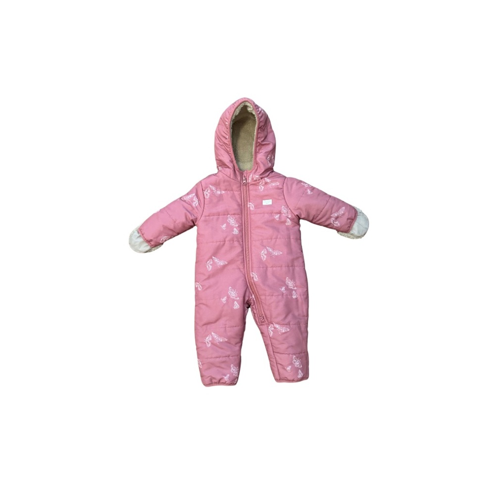 OshKosh B'gosh One Piece Snow Suit Pink Butterfly with Hand and Feet Covers